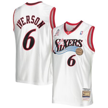 Men's Eastern Conference #6 Allen Iverson White Hardwood Classics 2002 NBA All-Star Game Authentic Jersey